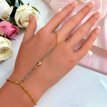 18K gold plated blue zircon line hand chain bracelet – Misk Shop