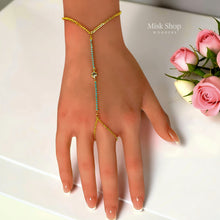 Full view of medical-grade stainless steel blue zircon hand chain – Misk Shop