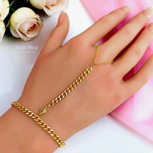 18K gold plated chunky curb chain zircon hand chain bracelet – Misk Shop