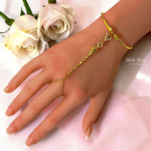 Full view of open cuff geometric bead hand chain bracelet – Misk Shop