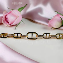 18K gold plated APM Monaco inspired link bracelet with zircon details for women by Misk Shop.
