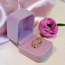 Adjustable double layer zircon ring plated with 18K gold featuring elegant crossed design and sparkling stones by Misk Shop