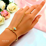 18K gold plated stainless steel evil eye hand chain bracelet - Misk Shop