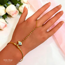 Open back stainless steel evil eye hand chain bracelet - Misk Shop