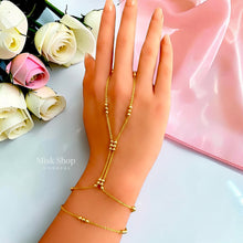 18K gold plated hand chain bracelet with delicate bead details - Misk Shop