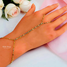 Delicate 18K gold plated hand chain with finger loop and layered chains