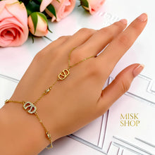 18K gold plated Valentino VLogo inspired zircon hand chain bracelet