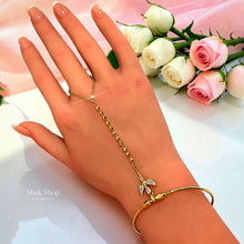 Medical stainless steel hand chain with polished bead chain and zircon bow motif - Misk Shop