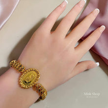 Ottoman wheat style gold bracelet engraved design
