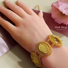 Ottoman style gold bracelet engraved design
