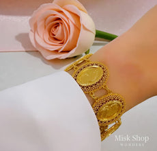 Ottoman style gold bracelet engraved design
