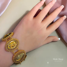 Ottoman style gold bracelet engraved design
