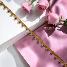 21K gold-plated adjustable beaded anklet featuring polished gold beads and Misk Shop Color Protection Technology.
