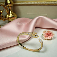 Panther head bangle 21K gold plated stainless steel with 5A zircon stones
