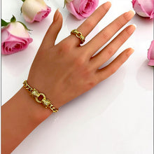 21K gold plated Cartier Inspired panther bracelet and free-size ring styled on the hand by Misk Shop.