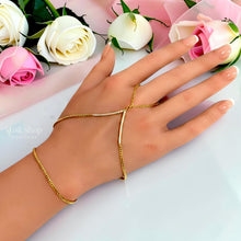 21K gold plated double Y zircon hand chain bracelet on hand – Misk Shop