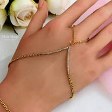Close-up of high-transparency zircon double Y hand chain bracelet – Misk Shop