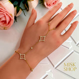 21K gold plated Roberto Coin inspired geometric zircon hand chain bracelet