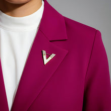 Handcrafted 21K gold color V brooch inspired by Valentino with natural mother of pearl and zircon stones by Misk Shop.