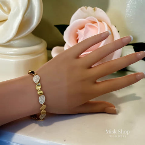 Women zircon bracelet 21K gold plated APM inspired design
