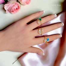 Natural Shell Teardrop Zircon Ring – Adjustable
