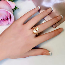 Natural Shell Teardrop Zircon Ring – Adjustable