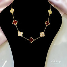 Luxury Van Cleef inspired jewelry set with natural shell and zircon gold plated necklace bracelet ring earrings