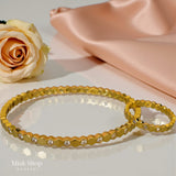 Geometric zircon bracelet and ring set in gold, silver and green – Misk Shop