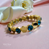 Gold Plated Elastic Gemstone Bracelets – Free Size