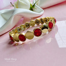 Gold Plated Elastic Gemstone Bracelets – Free Size
