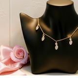 Adjustable zircon drop necklace set that can be worn as choker or longer, available in gold and silver
