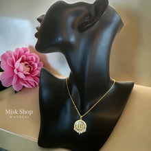 Allah name necklace with natural shell and zircon 21k gold plated elegant jewelry from Misk Shop

