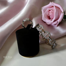 طقم اسوارة وخاتم ستايل APM مطلي ذهب مرصع زيركون 5A من Misk Shop