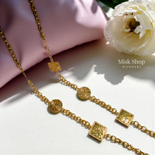 Arabic motif long necklace 21K gold plated stainless steel women jewelry