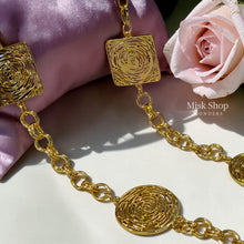Arabic motif long necklace 21K gold plated stainless steel women jewelry