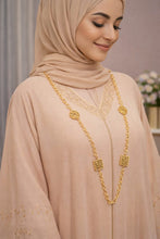 Arabic motif long necklace 21K gold plated stainless steel women jewelry