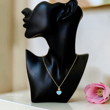 Blue heart necklace with moving zircon stone gold tone elegant jewelry from Misk Shop
