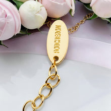 Gold plated extension chain and Boucheron-inspired branded tag