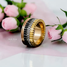 Boucheron-inspired gold black and rose gold zirconia ring