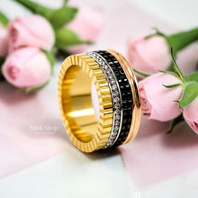 Gold black and rose gold multi-band zirconia ring