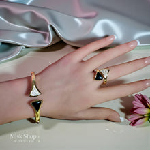 Gold Plated Geometric Bracelet & Ring Set Inspired Design