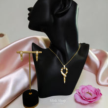 طقم سنسال وحلق فاخر مطلي ذهب 21 مرصع زيركون من Misk Shop