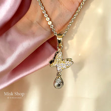 سنسال فراشة مع قطرة زيركون ذهبي وفضي من Misk Shop