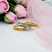 White and yellow 18K gold plated triple-band zirconia ring