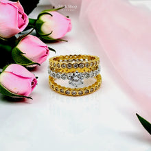 Front view of triple-band zirconia wedding ring