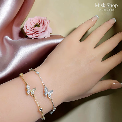 سنسال فراشة مرصع زركون ذهبي وفضي من Misk Shop