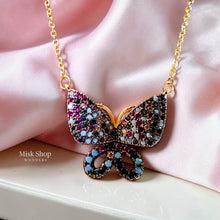 سنسال فراشة ملون مرصع زركون مطلي ذهب عيار 21 من Misk Shop