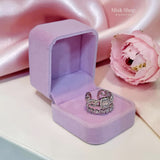 Luxury connected twin wedding ring with white gold and platinum plating, high clarity zircon stones, and adjustable free size design by Misk Shop Jordan.