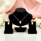 18K gold-plated cultured pearl and floral zircon necklace and earrings set