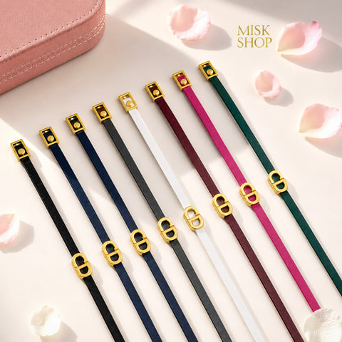 CD link adjustable leather bracelet in eight colors